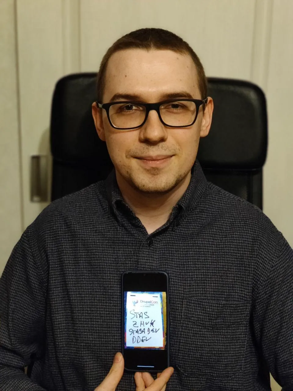 Stas with badge